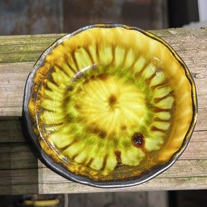 Vintage Wales Porthmadog Yellow Brown Trinket Bowl 4.75” Wide X 1.25” Height